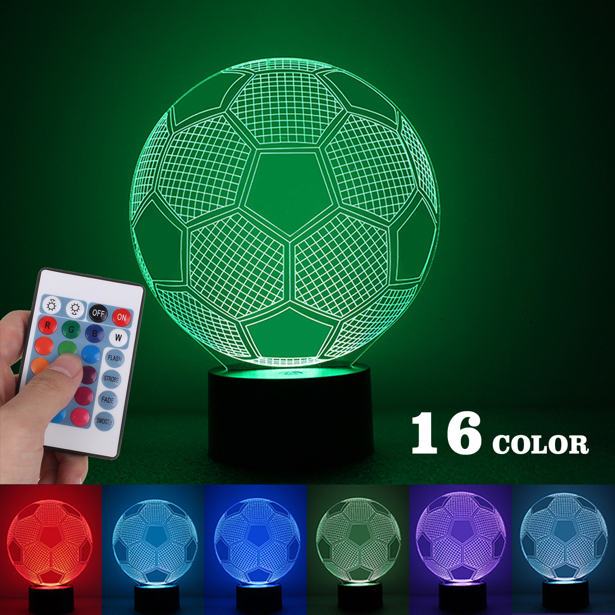 Soccer Ball Football 7 Color Changes LED Night Light Usb ...