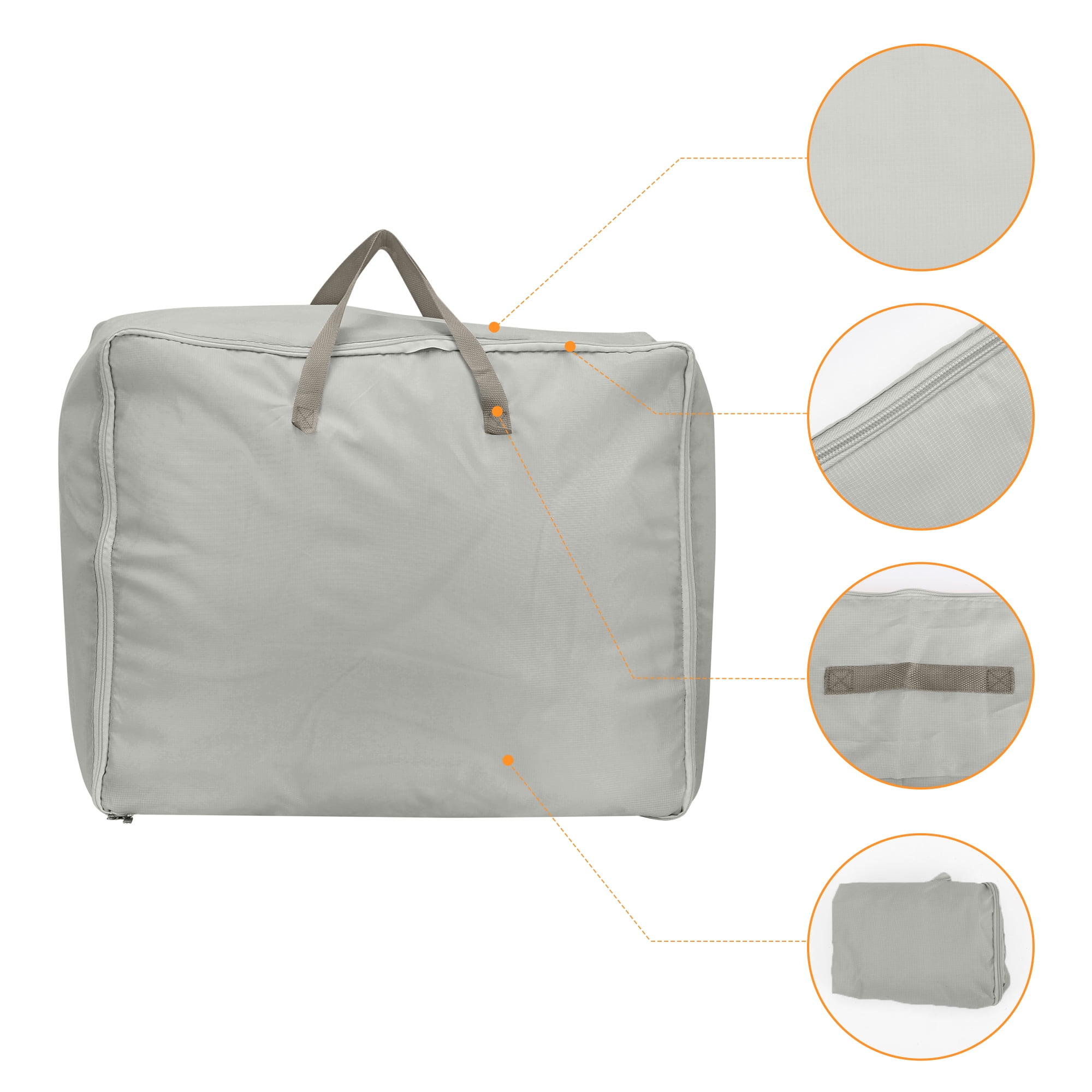 Unique Bargains Foldable Clothes Storage Bags with Handles Grey 23.5*19.5*11in