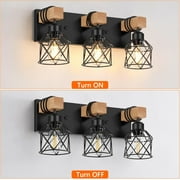 Farmhouse 3-Lights Vanity Wall Sconces Lighting Industrial Metal Black Bathroom Wall Light Fixtures, 1 Pack
