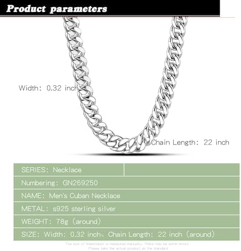 Men Italian 925 Sterling Silver Necklace 8-10-12MM Solid Miami Cuban Link Chain 18 "20" 22 "24" 26" 28 "30 "Man Women Jewelry Gift
