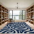 thumbnail image 2 of ODIKA 5'x7' Machine Washable Non-Slip Area Rug, Contemporary School of Fish with Interwoven Currents High Traffic Rug, Blue, 914949, 2 of 7