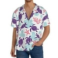 thumbnail image 3 of Daiia Ornamental Turtles Men's Linen Shirts Short Sleeve Casual Shirts Button Down Shirt for Men Beach Summer Wedding Shirt-Medium, 3 of 7