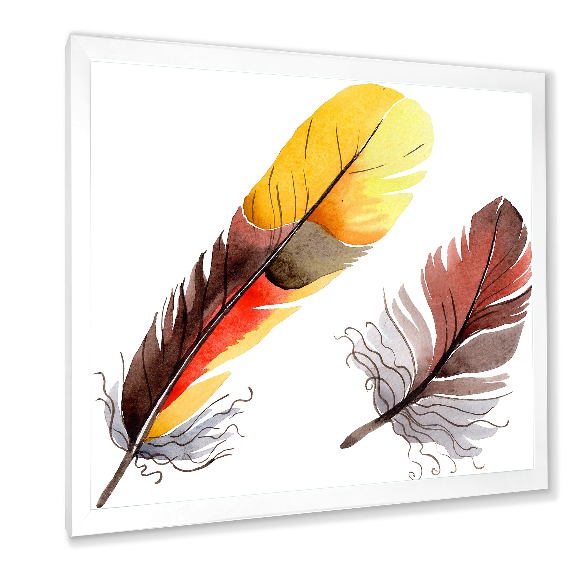 Designart 'Colourful Boho Art Feathers IV' Bohemian & Eclectic Framed Art Print