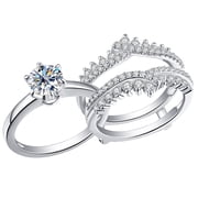 Newshe Wedding Rings for Women Engagement Ring Enhancer Band Bridal Set 1.8Ct Round AAAAA Cz Size 7