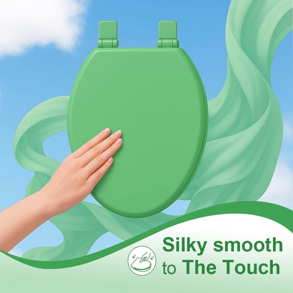 Toilet Seat, Slow Close, Soft Touch, Ultra-Smooth Matte Finish (No Orange-Peel Texture), Premium Moulded Wood, Quick Release,  (Yellow, Elongated)