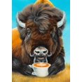 thumbnail image 3 of Póster de oso, camello, bisonte, zorro, mapache, animal que sostiene una taza de café, pintura en lienzo, arte de pared moderno, imagen para decoración del hogar y la cocina, 3 of 5
