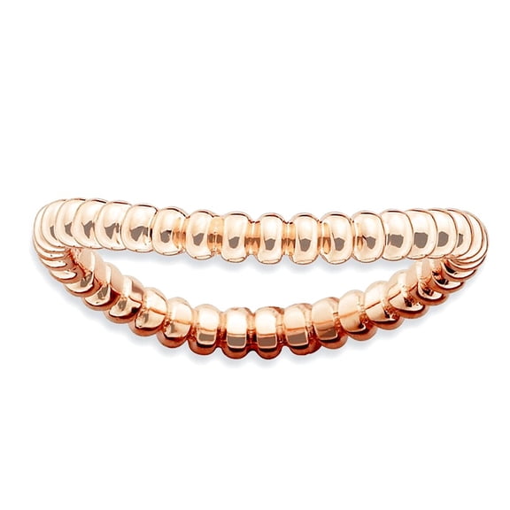2.25mm 925 Sterling Silver Patterned Stackable Polished Pink Plate Wave Ring Size 10 Stackable Ring for Women