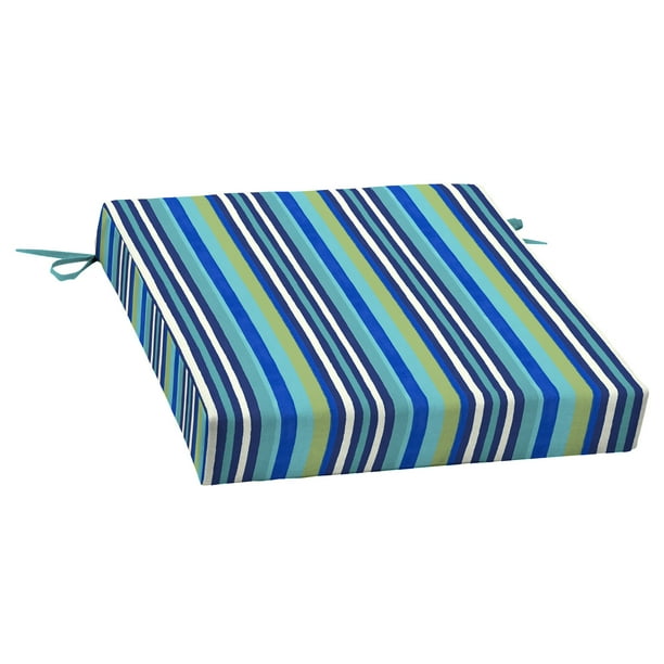 Mainstays Turquoise Stripe 21 x 21 in. Outdoor Dining Seat Cushion