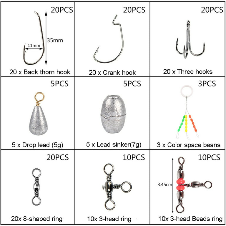 Fishing Accessories Kit 188/205/273Pcs Set Including Jig Hooks, Bass  Casting Sinker Weights, Fishing Swivels Snaps, Sinker Slides, Fishing Set  with Tackle Box, Gift for Kids, Dad, Boys, Men, Adults 