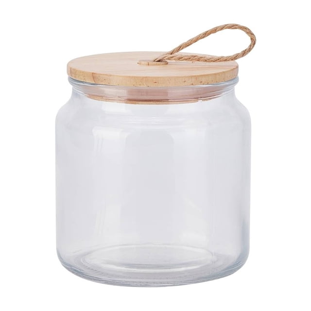 Cannister Mainstays Vidrio con Tapa de Madera Asa de Lazo 500ml