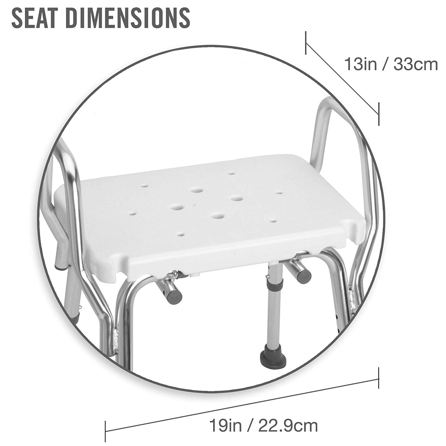 DMI Shower Chair, 16-20"H, 19 x 13 Seat, 350 lb Capacity - image 2 of 7