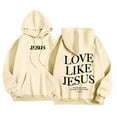 thumbnail image 3 of Love Jesus Hoodies for Men Christian Bible Verse Pullover Sweatshirt Casual Relaxed Fit Beige L, 3 of 5