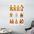 thumbnail image 1 of Gingerbread Man Tapestry, Vivid Cute Christmas Gingerbread Biscuits Set Snowflake House Tree, Wall Hanging for Bedroom Living Room Dorm Decor, 40W X 60L Inches, Pale Brown White, by Ambesonne, 1 of 2