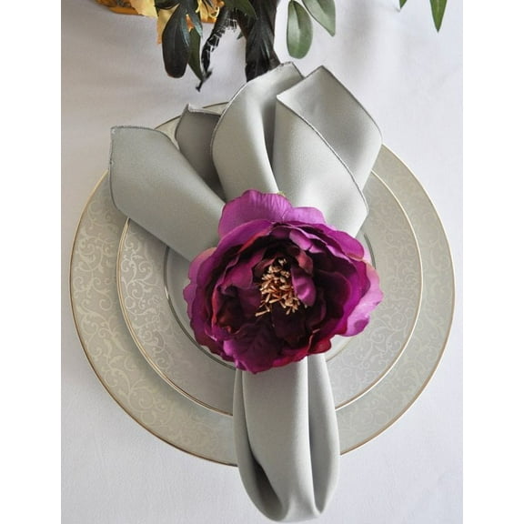 Wedding Linens Inc. (10 pcs) 17" x 17" Polyester Linen Napkins - Silver / Gray