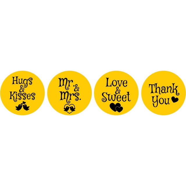 Darling Souvenir Wedding Theme Stickers chocolate Candy Labels 190 Pcs Party Favor-Yellow