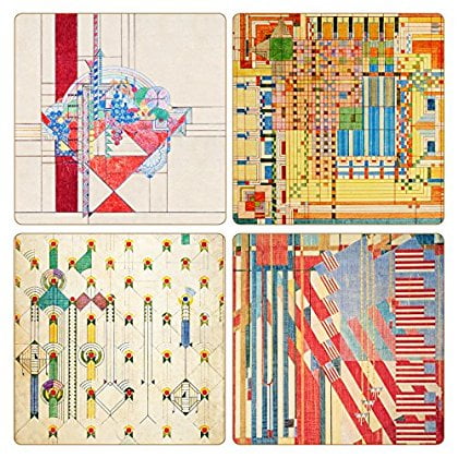 Frank Lloyd Wright Coasters - CoasterStone AS8015 Absorbent Coasters, 4-1/4-Inch, 'Frank Lloyd Wright Liberty Covers II', Set of 4