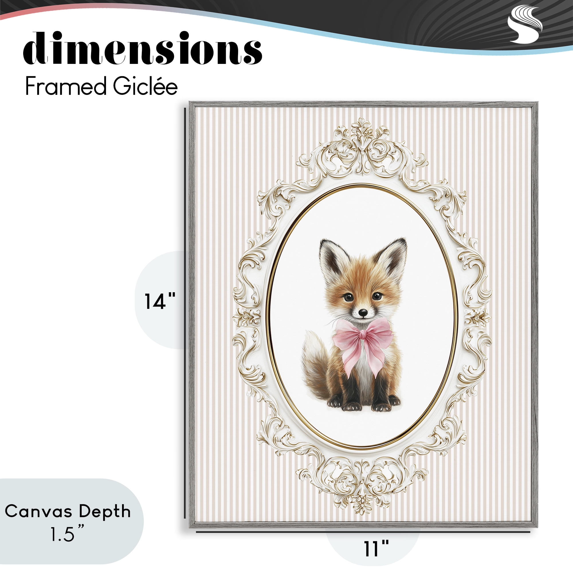 Stupell Industries Vintage Baby Fox Gray Framed Giclee Art, design by Christine Simpson Art