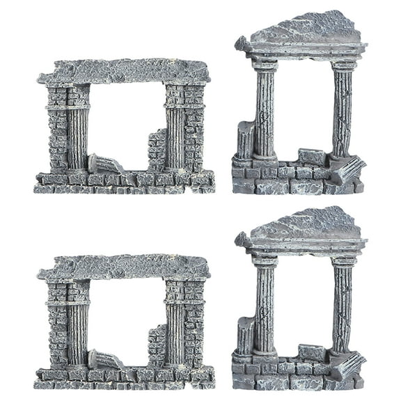 WINOMO 4pcs Fish Tank Hideout Decoration Small Simulated Roman Column Fish Habitat Aquarium Ornament
