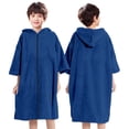 thumbnail image 3 of Djtdsds Kids' Solid Color Hooded Terry Cloth Beach Towel Poncho Robe with Zipper Cover-Up Size:One Size, 3 of 4