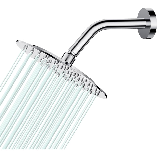 Pommeau de Douche Pluie Rond Haute Débit Acier Inoxydable Design Haute Pression (B-Chrome 12)