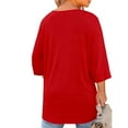 thumbnail image 5 of Turilly Women's Plus Size Crewneck Tops with Front Cutout 3/4 Sleeves Solid Color Base Layer T-Shirt, 5 of 6