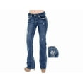 thumbnail image 3 of Jack David Women's Rhinestone Mid Rise Bootcut Stretchy Denim Jeans Pants (Bootcut Blue S96-pb ), 3 of 4
