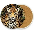 thumbnail image 6 of Coolnut Cartoon Leopard Coaster, Drinks Round Absorbent Stone Set with Ceramic Stone and Cork Base, Tabletop Protection Mats and Cups Place for 2PCS Home Decor, 6 of 6
