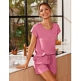 thumbnail image 4 of Ekouaer Women 2 Piece Pajamas Set Short Sleeve Comfy Lounge Set Round Neck Tops and Shorts Pjs with Pockets, 4 of 5