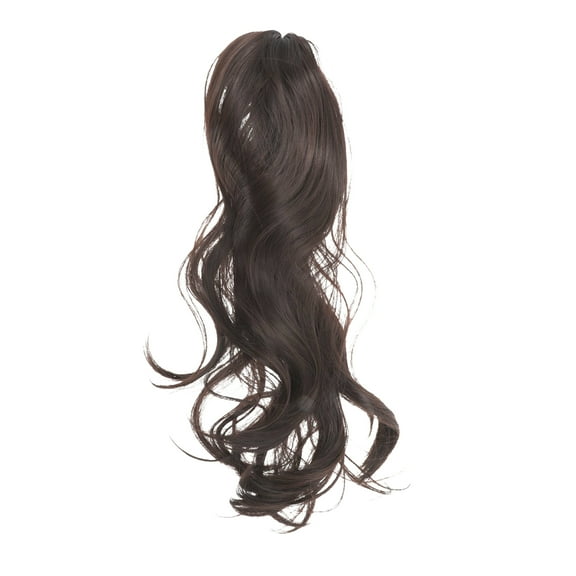 Unique Bargains 1 Pc Inward-curling Wig Hair Clips for Hair Extension 23.62" Length Dark Brown