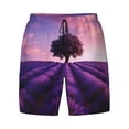 thumbnail image 4 of Lsque Mens Swim Trunks Lavender Field Sunset Pattern - Bathing Suit Compression Liner - Beach Swim Shorts Swimwear - (S-3XL) - Stretch Quick Dry -Large, 4 of 9