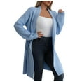 thumbnail image 1 of Fgnfyis Cardigan Long Décontracté Polyvalent Automne et Hiver pour Femmes, Bleu TG, 1 of 8