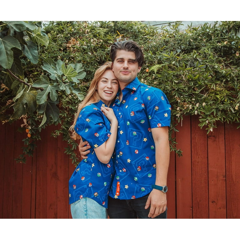 mario dress shirt OppoSuits Men's Short-Sleeve Super Mario Icons Graphic Shirt - Blue