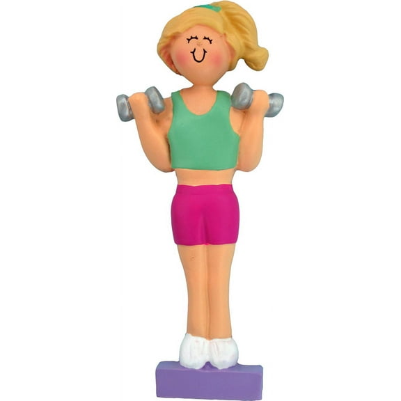 Weight Lifter Female Blonde Personalized  Christmas Ornament DO-IT-YOURSELF