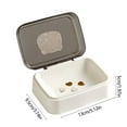 thumbnail image 3 of Cute Character Soap Container, With Lid, Plastic Material, Double Layer Drainage, Compact Portable, For Home Travel Dormitory, Keep Soap Dry, Easy to Clean, 3 of 6