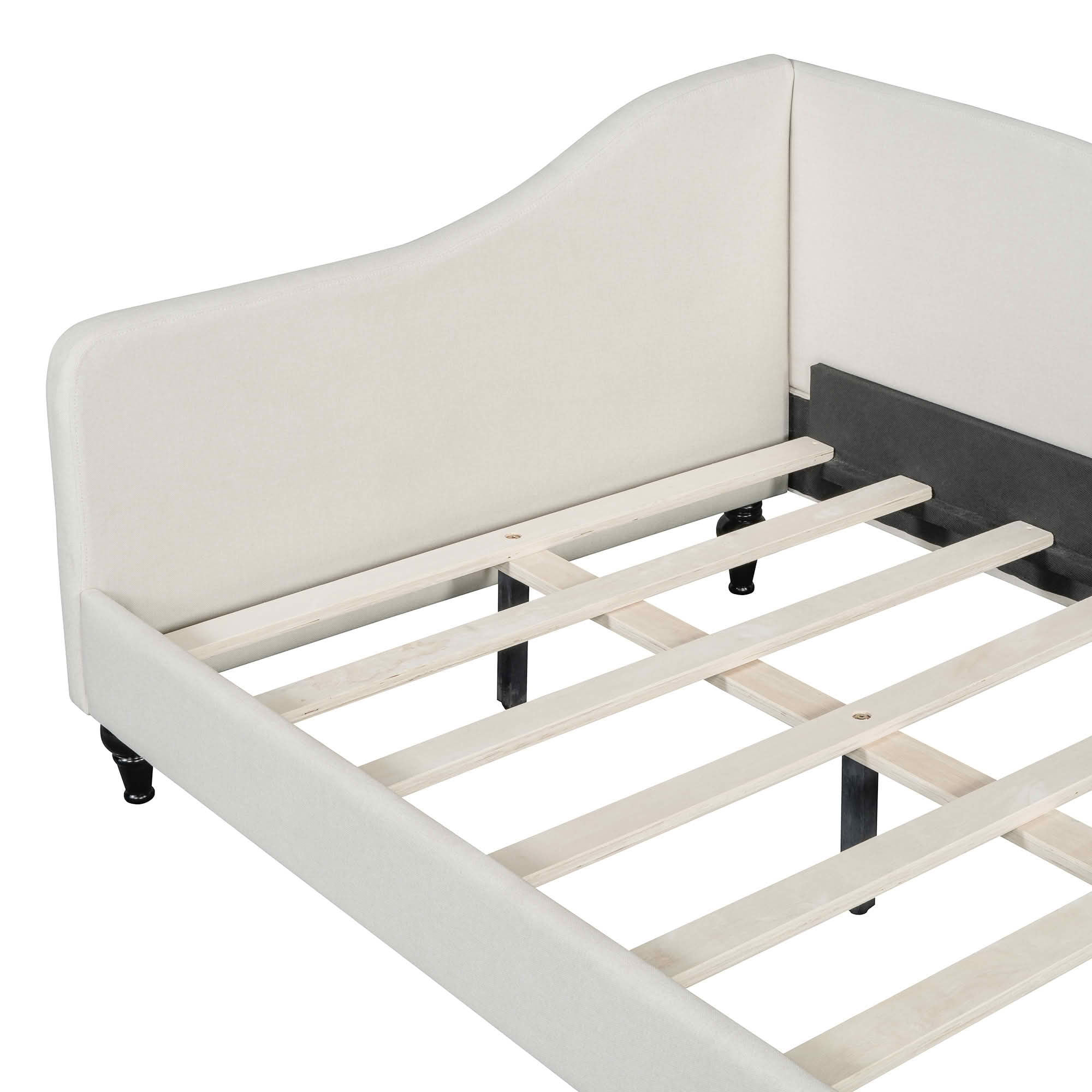 MAYEERTY L-Shaped Semi-Enclosed Daybed with Solid Wood Legs, Twin/Full Size Available