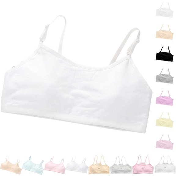 Bmisegm Bras Seamless Crop Top Training Bra Vest Camisole Style Lightweight for Girls Sports Underwear for Girls 8-14Y 02_White,10-14 Years