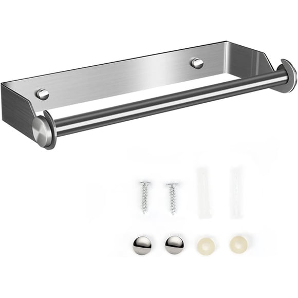 Paper Towel Holder, Paper Towel Holder, Wall-Mounted Paper Towel Holder, Paper Towel and Film Dispenser, Wall-Mounted Paper Towel Holder for Kitchen Rolls (Silver)