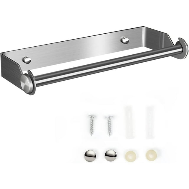 Paper Towel Holder, Paper Towel Holder, Wall-Mounted Paper Towel Holder, Paper Towel and Film Dispenser, Wall-Mounted Paper Towel Holder for Kitchen Rolls (Silver)