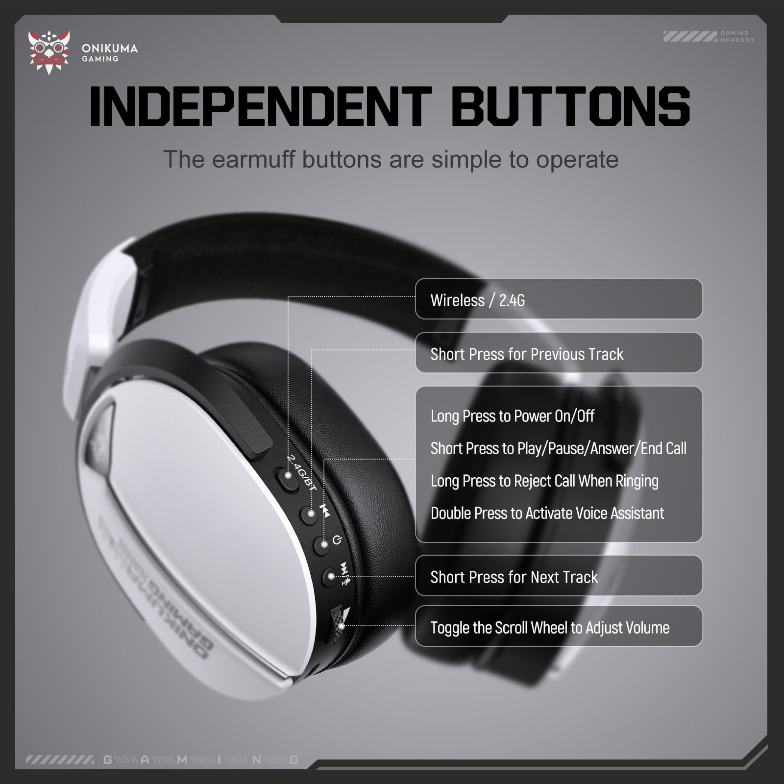 Siivton Wireless Gaming Headset with 60H Playtime, Bluetooth 5.4 & 2.4G Dual Mode, 950mAh Battery, Noise-Canceling Mic for PC,PS4,PS5,Switch,Mobile