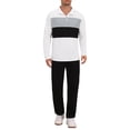 thumbnail image 2 of Men's Casual Quarter Zip Pullover Color Block Long Sleeves Polo T-Shirts 2XL White, 2 of 6