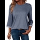thumbnail image 1 of Camisas de Mujer, Camisetas de Moda con Mangas 3/4, Lindas Blusas Casuales de Cuello Redondo, Blusas Básicas Azul L, 1 of 6