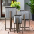 thumbnail image 5 of Alden Metal Square Planter Set with Wooden Stands (Set of 3), 5 of 6