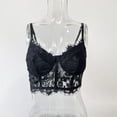 thumbnail image 2 of Gibobby Camisola de satén con cuello de encaje para mujer(Negro,G), 2 of 5