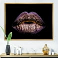 thumbnail image 2 of Designart 'Sexy Golden Metallized Woman Lips V' Modern Framed Canvas Wall Art Print, 2 of 5