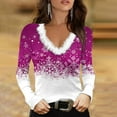 thumbnail image 2 of BKQCNKM Christmas Shirts For Women Christmas Shirt Women'S Shirt Graphic Snowflake Rhinestone Print Christmas Streetwear Casual V Neck Regular Fit Fall & Winter Womens Christmas Shirts Purple Xxl, 2 of 4