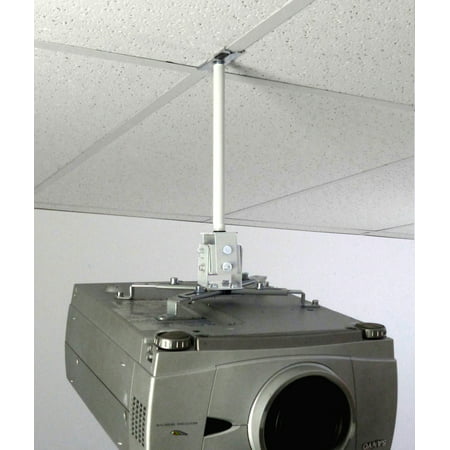 ALZO Short Suspended Drop Ceiling Video Projector Mount with Scissor Clamp for T-Bar Attachment with 10 Inch