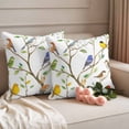 thumbnail image 2 of Spring Animals Pillow Covers 2 Pack Watercolor Bird Gradient Color Leaf Farmhouse Pillowcase Waterproof Outdoor Throw Pillow Cover for Patio Garden Square Cushion 18”x18”, 2 of 9