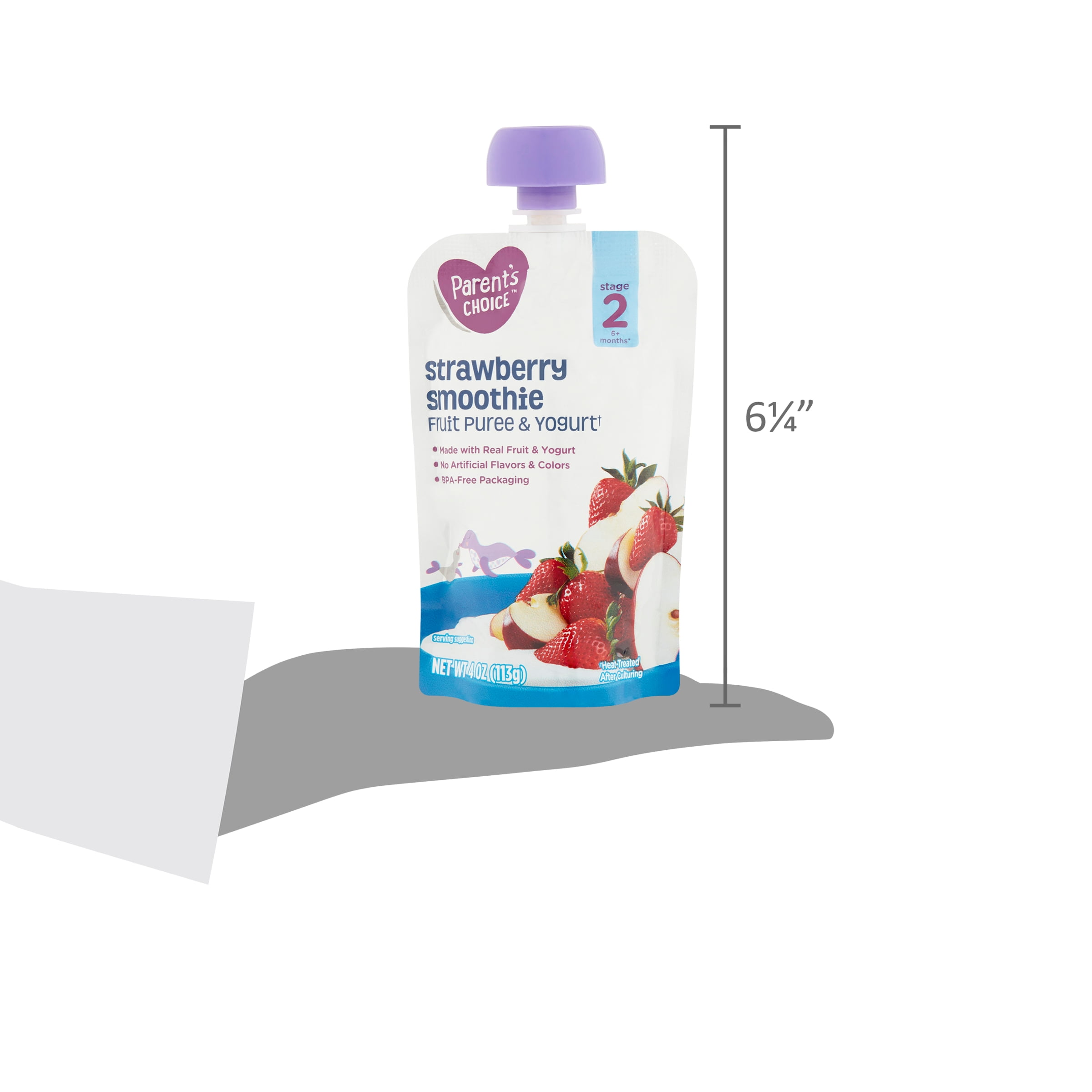 Parent's Choice Strawberry Smoothie Fruit Puree & Yogurt, Stage 2, 4 oz
