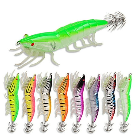 NIBOLOG 11.7cm/20.5g Fishing Lure Squid Hook Simulated Vivid Skin Bright Color Soft Feet Fine Workmanship Universal Luminous Shrimp Artificial Octopus Bait Fishing Supplies