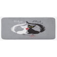 thumbnail image 1 of Cat Kitchen Mat, Pair of Cats in Love Having Eaten Fish Red Heart Romantic Black and White Kitties, Plush Decorative Kitchen Mat with Non Slip Backing, 47" X 19", Black White Grey, by Ambesonne, 1 of 1